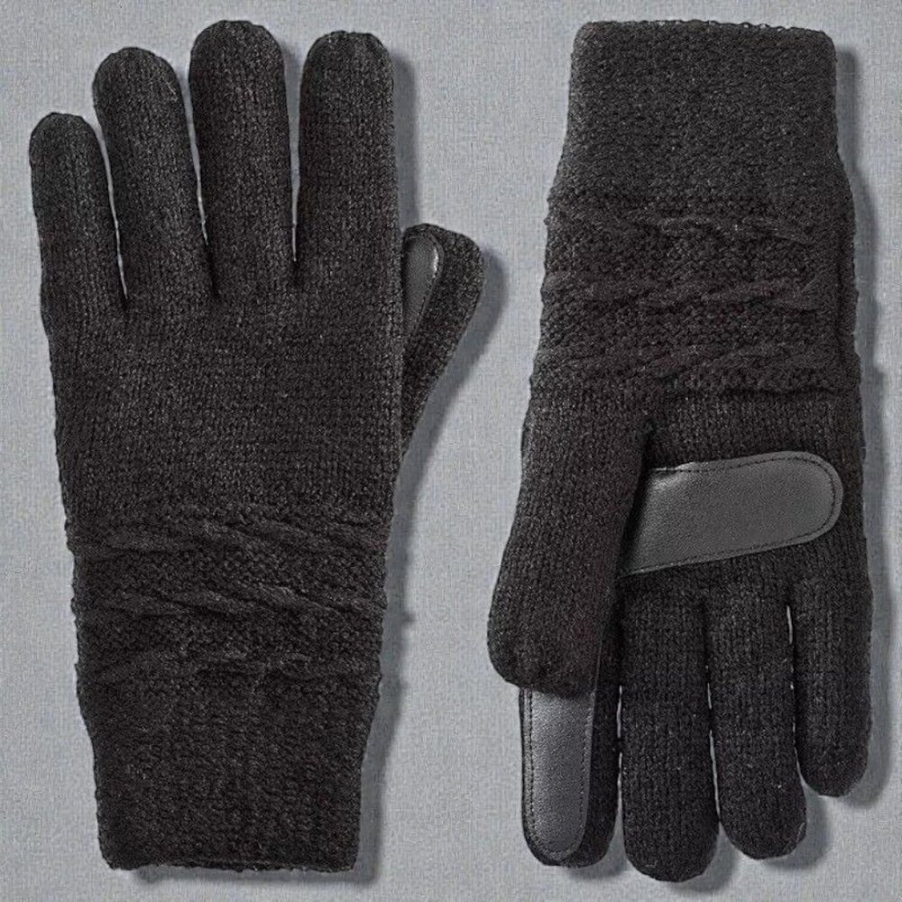Isotoner Womens Black SmartDri Knit Gloves Touchscreen One Size NWT - Picture 6 of 8